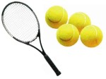 Raqueta y pelotas de tenis